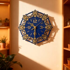 MDF Wood Blue Clock