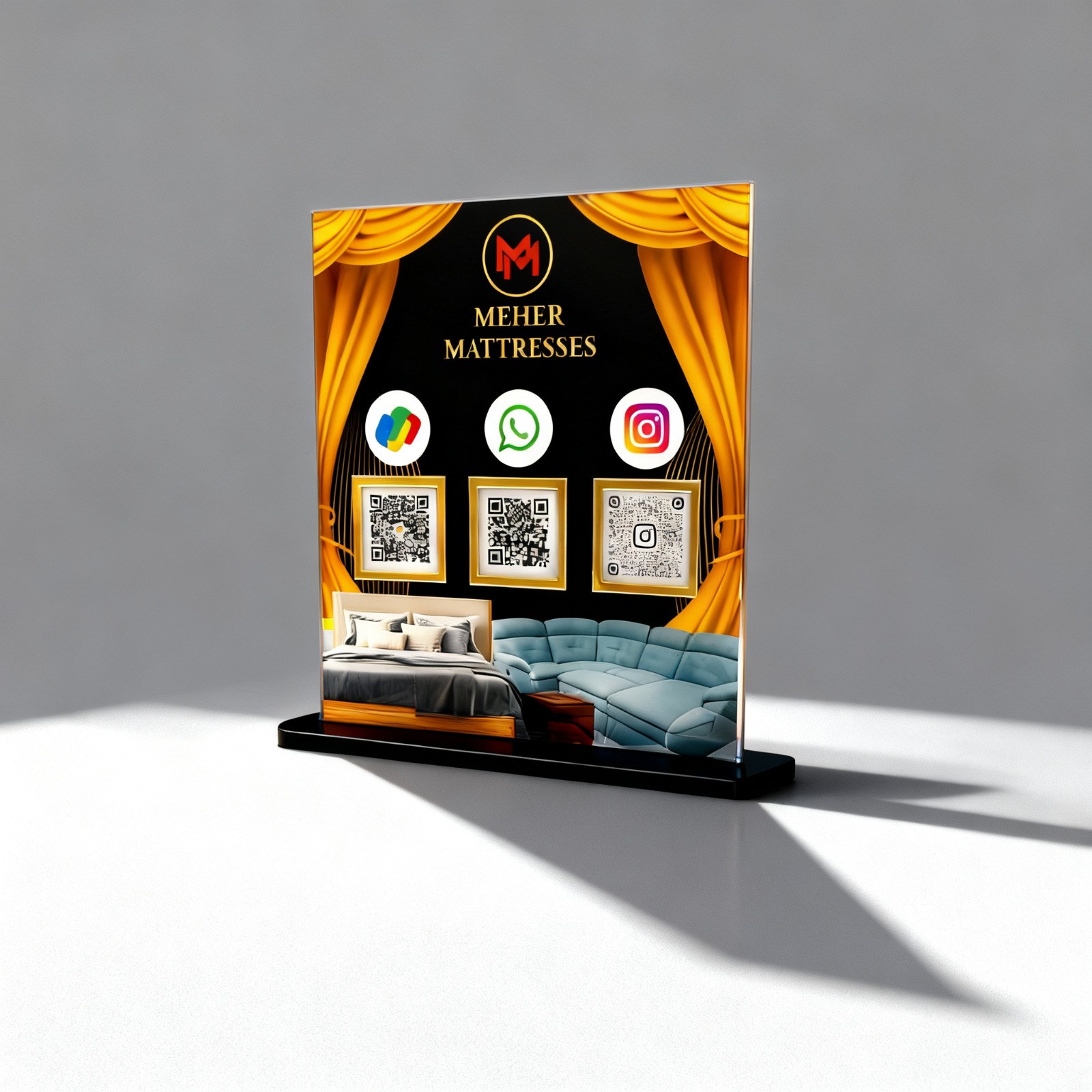 Acrylic Insta, FB, and Gpay Scanner