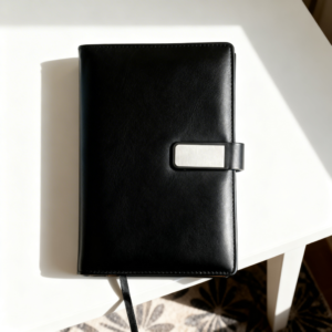 Black Leather Magnet Diary